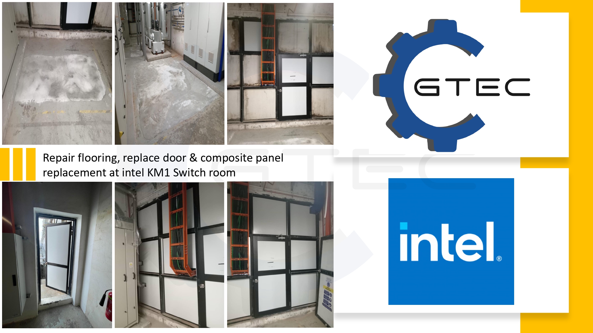 Repair flooring & composite panel at KM1 Switch room